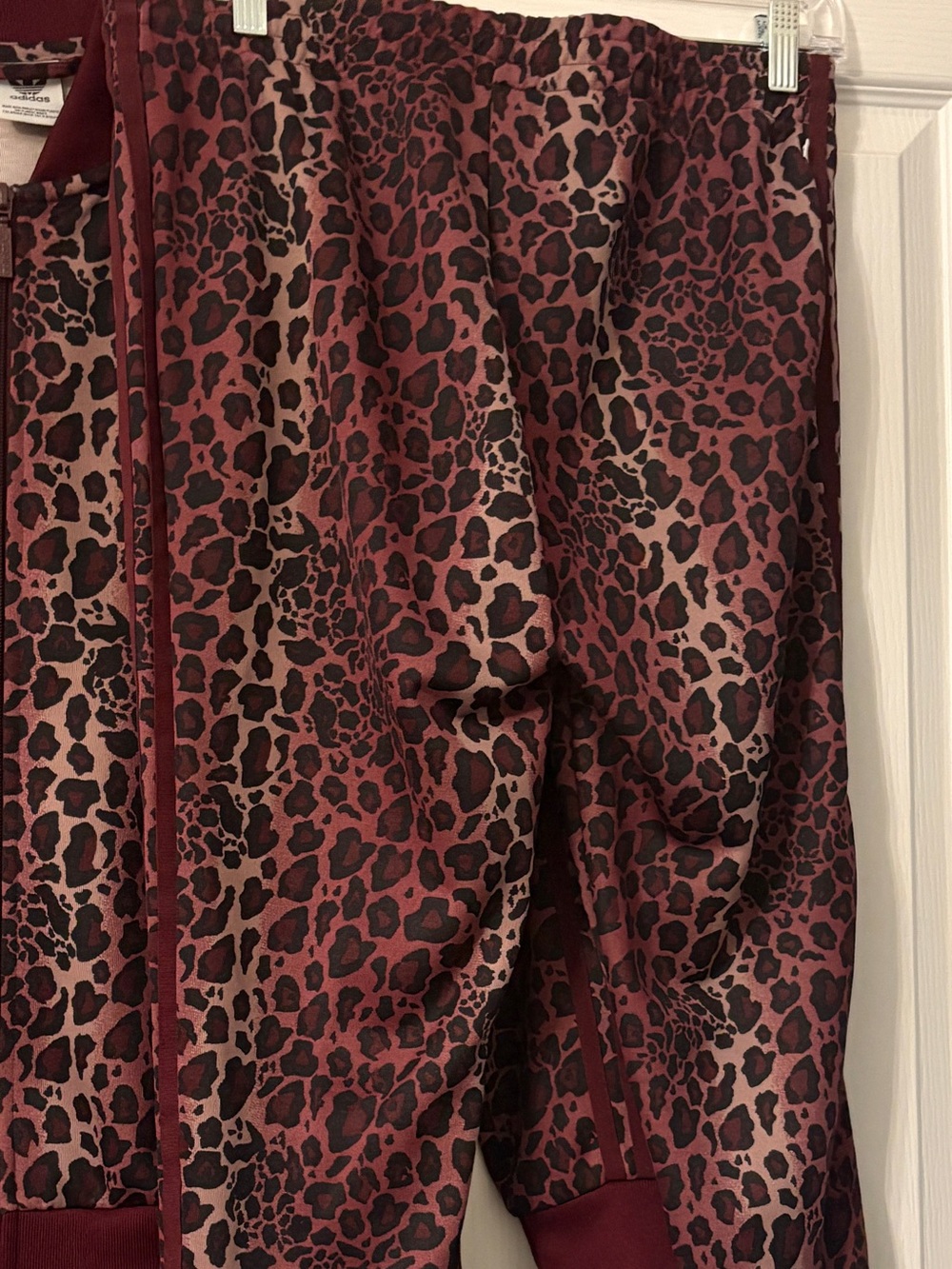 adidas Burgundy & Black Leopard Print Joggers